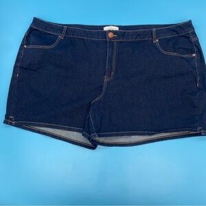 Lane Bryant Women's Dark Wash Denim Mid Rise Girlfriend Shorts Size 28